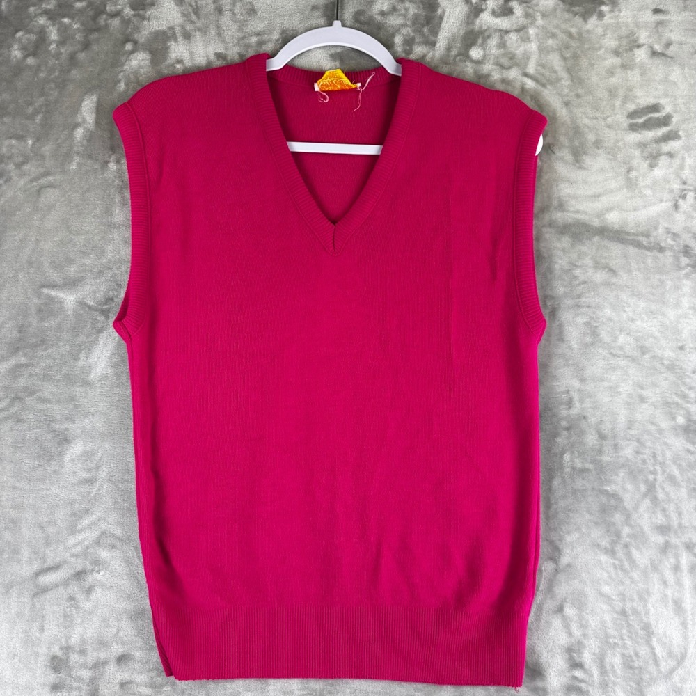 Kate‎ Collins Sweater Vest Womens Medium Pink V-Neck Knit Vintage USA (1526)